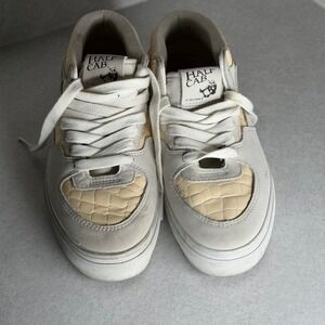 Vans Half Cab Skate Shoes Beige Croc Embossed Leather Men‎ US 8 Women US 9.5